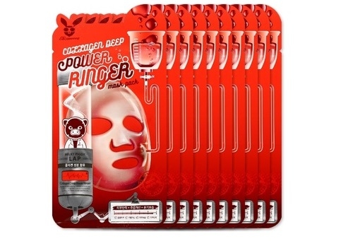 Тканевая маска для лица с Коллагеном [ELIZAVECCA] Collagen Deep Power Ringer Mask Pack (10 штук)