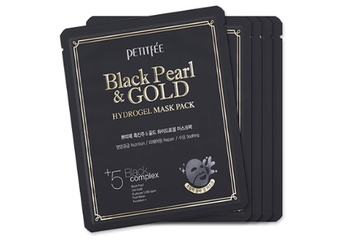 Гидрогелевые маски с золотом и черным жемчугом [PETITFEE] Black Pearl & Gold Hydrogel Mask Pack (5 штук)