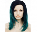 Ombre Black & Teal Green Lace Front Wig